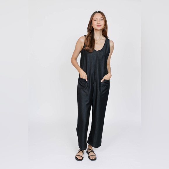 Smash + Tess Pants - NWT MELANI DENIM ROMPER IN BLACK DENIM by Smash + Tess